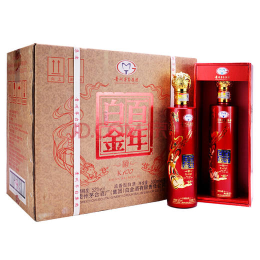 【推荐】【清仓3箱】茅台集团 白金百年 红色 k100 52度 浓香型 500ml*6 【整箱装】 商品图0