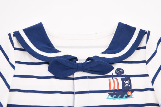 棉果果夏季男童海军风对开哈衣连体衣连身衣哈衣领结可拆卸 M212722220306 商品图3