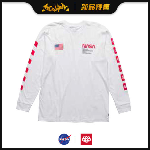 [SNOWHERO新品预售]686 2021 NASA合作款白色长袖T 商品图0