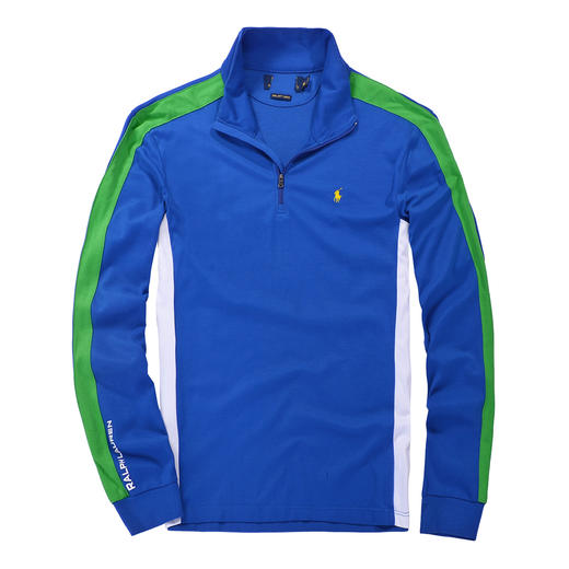 RLX 美式运动休闲 拉链领PIMA棉拼色长袖T恤 PT-585 商品图0