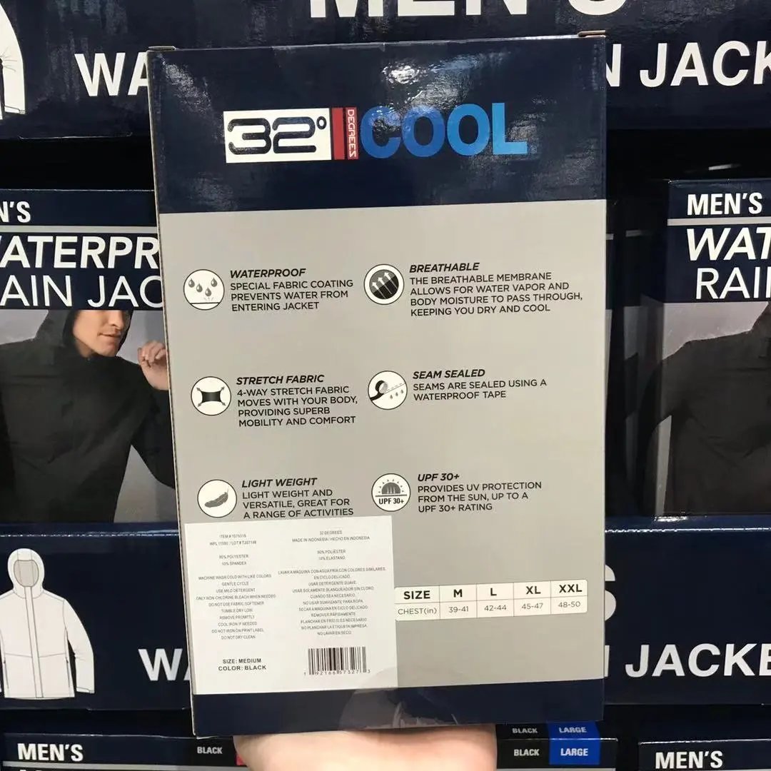 32度cool Weatherproof 男士防upf30 防水防雨薄夹克外套