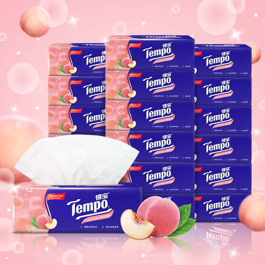Tempo源自德国1929 甜心桃味抽纸 加厚4层90抽 面巾纸*16包 纸巾 桃子味 抽纸 德宝 得宝 商品图1