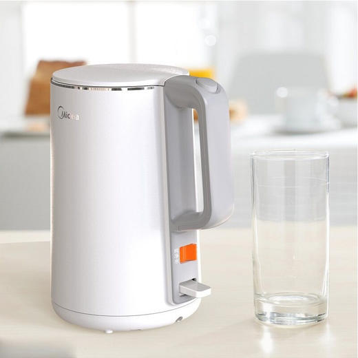 美的（508266）电水壶HJ1515a  1.5L容量 304不锈钢胆 白色 自动断电 电热水壶烧水壶 商品图1