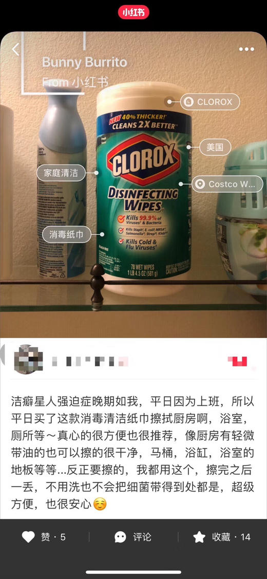 🇺🇸家庭必备，消毒湿巾，美国✈️直邮2瓶¥199🉐包税包邮到手❗美国进口高乐氏CLOROX厨房，家用，马桶，清洁消毒湿纸巾，每瓶598g/85片 商品图6