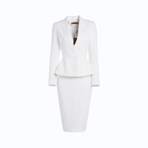 “白色恋人” 套裙 J7100080颈袖添香女职业装套装时尚正装白色工作服小西装套裙J7100080 商品图1