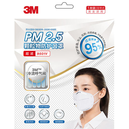 3m防护口罩带阀1件装白色