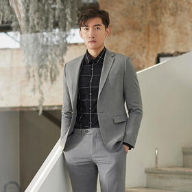 贝纳川春季新款时尚潮流修身灰色西装外套100025032118