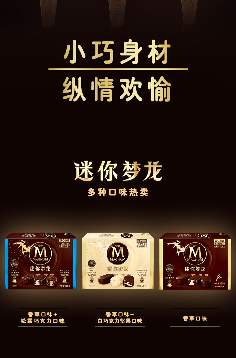 迷你梦龙家庭装冰淇淋比利时巧克力冰糕雪糕冷饮1盒