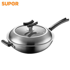 苏泊尔（509014）（SUPOR）炒锅不锈钢不粘炒锅 X晶盾不锈钢无涂层不粘锅 家用燃气灶电磁炉炒菜锅32cm CC32JA2