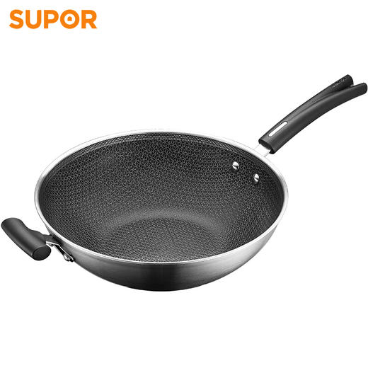 苏泊尔（509014）（SUPOR）炒锅不锈钢不粘炒锅 X晶盾不锈钢无涂层不粘锅 家用燃气灶电磁炉炒菜锅32cm CC32JA2 商品图5