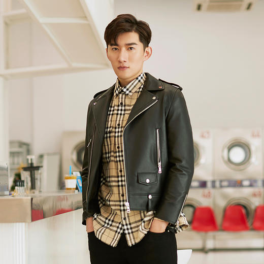 贝纳川男皮衣机车服潮流帅气皮夹克软皮衣男士真皮外套120107001402 商品图4
