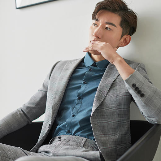 贝纳川男装春季格纹西装修身男士外套100025031118 商品图4