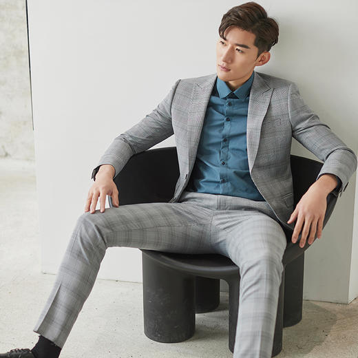 贝纳川男装春季格纹西装修身男士外套100025031118 商品图3
