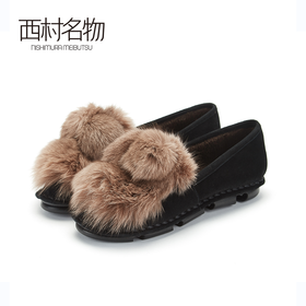 西村名物羊皮加绒保暖毛毛鞋乐福鞋2019冬季新款X29CM34461