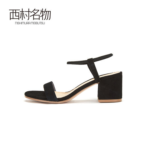 西村名物商场同款2019女新款凉鞋纯色舒适休闲高跟时尚单鞋X29BG21641 商品图3