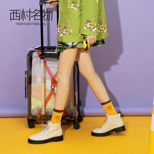 西村名物2019冬季新款平底舒适复古系带马丁靴女绑带短靴X29DS40571 商品图0