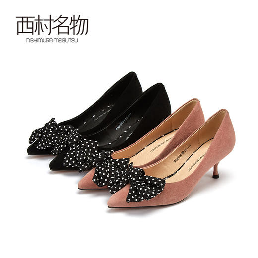 西村名物商场同款高跟鞋2019春季新款蝴蝶结细跟正装鞋10601 商品图0
