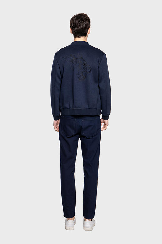 callisto海军蓝太空棉刺绣卫衣 混纺面料SPFLE031NA 商品图3