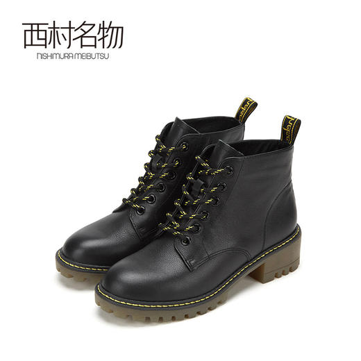 西村名物牛皮马丁靴2019秋冬新款女鞋靴子X29DS40041 商品图0