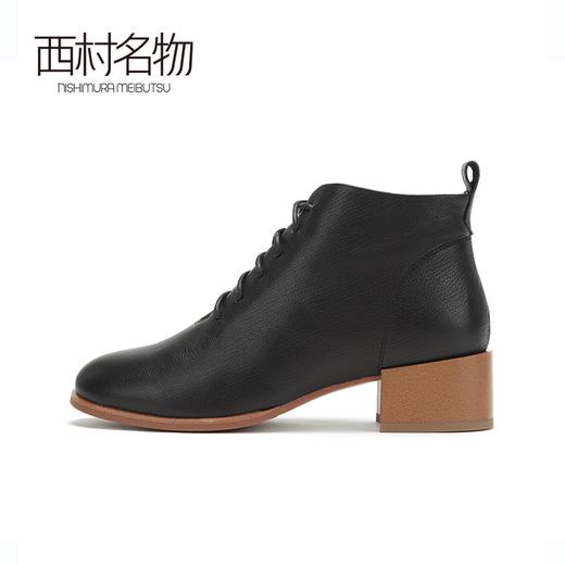 西村名物牛皮马丁靴中跟绑带短靴圆头皮鞋女2019秋冬新款X29DS41471 商品图1
