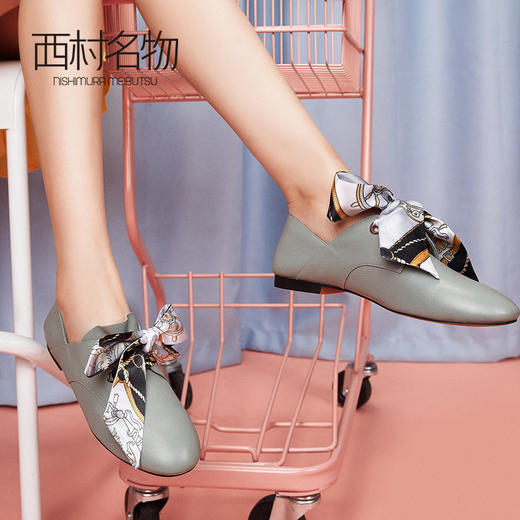 西村名物商场同款平底单鞋女2019新款时尚懒人小皮鞋子X29AM10101 商品图3