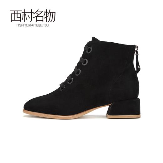 西村名物马丁靴女2019冬季新款百搭平底低跟英伦风小短靴X29DS40191 商品图3