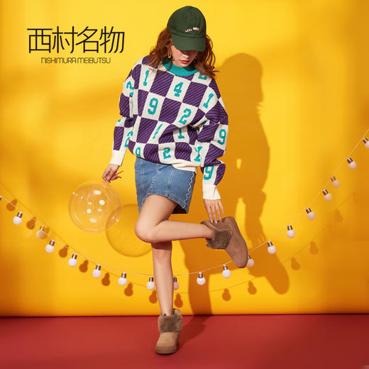 西村名物商场同款加厚保暖雪地靴女新款毛毛靴学院X284S41231 商品图2