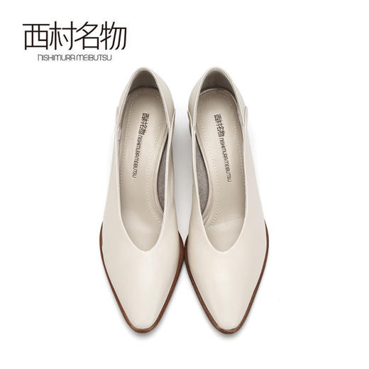 西村名物商场同款显瘦V口粗跟浅口单鞋女中跟2019秋季新款X29CE30731 商品图2