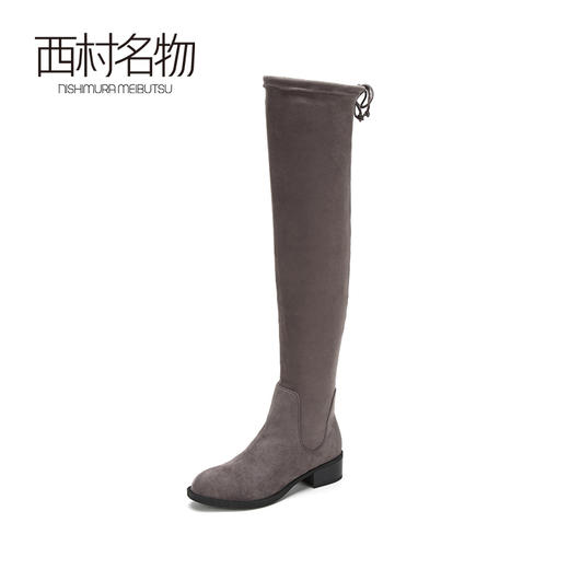 西村名物商场同款过膝长筒靴女2019秋冬季新款平底弹力靴40061 商品图1