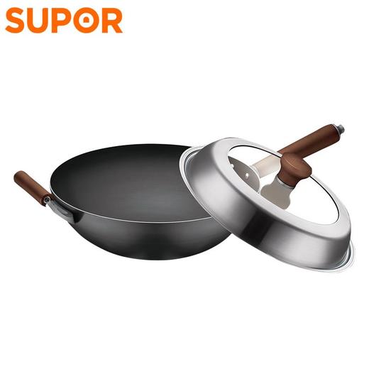 苏泊尔（508509）(SUPOR)芯铁真不锈钢玻盖炒锅 健康老式铁锅少油烟炒菜锅 燃气 CC32AA2 商品图0