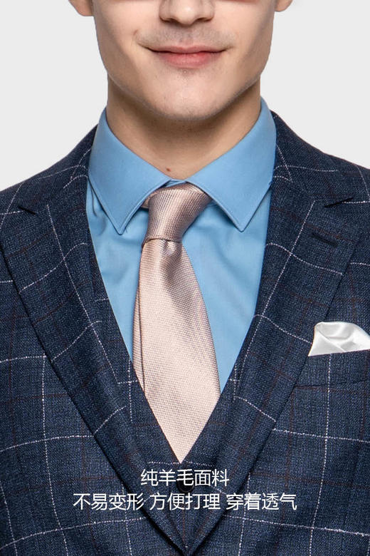 callisto海军蓝窗格纹西服 绵羊毛 SPBWJ055NA 商品图4