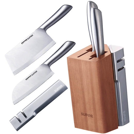 苏泊尔（508537）套装刀具菜刀切片刀厨房多功能厨房刀具家用磨刀石松木刀座 TK1523Q 商品图1