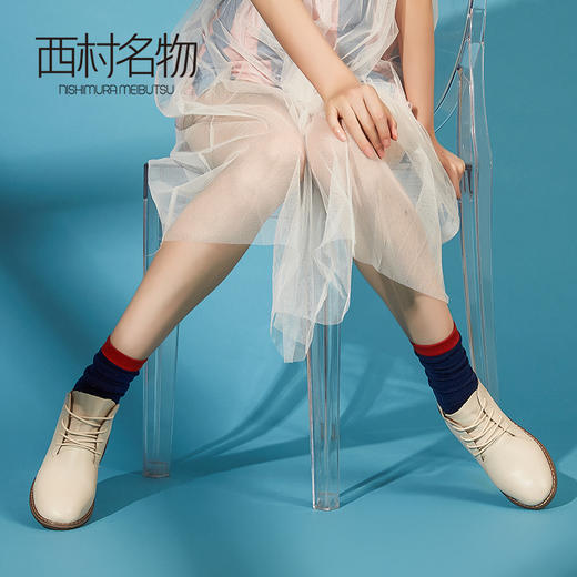 西村名物马丁靴女头层牛皮英伦复古加绒保暖小皮女靴鞋X284S40271 商品图2