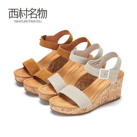 西村名物商场同款2019女夏季时尚新款凉鞋厚底休闲扣带单鞋