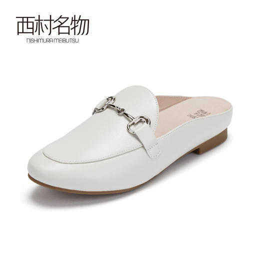 西村名物商场同款包头穆勒鞋拖鞋女真皮金属扣2019秋季新款X29CH30591 商品图1