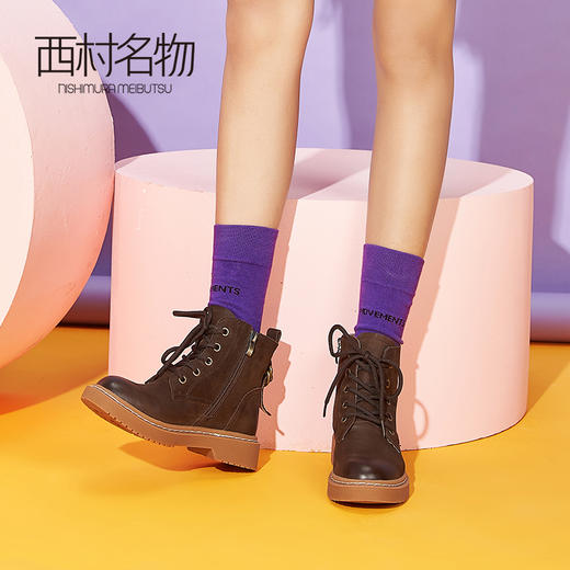 西村名物2019冬季新款马丁靴女休闲绑带短靴保暖瘦瘦靴X29DS40561 商品图3