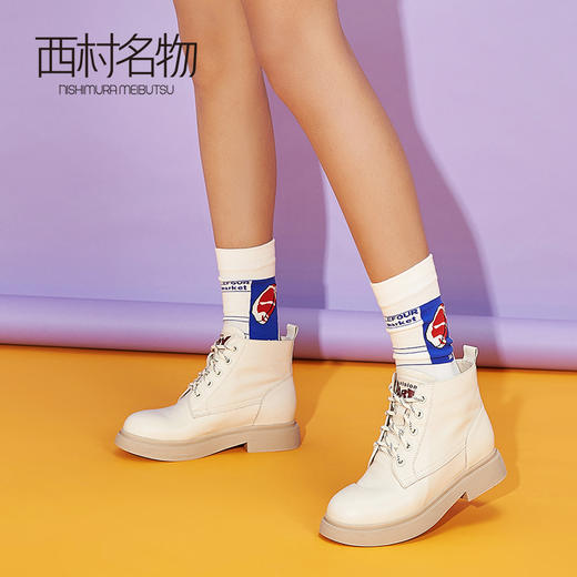 西村名物2019年冬季新款时尚短靴女真皮低跟舒适X29DS40271 商品图4