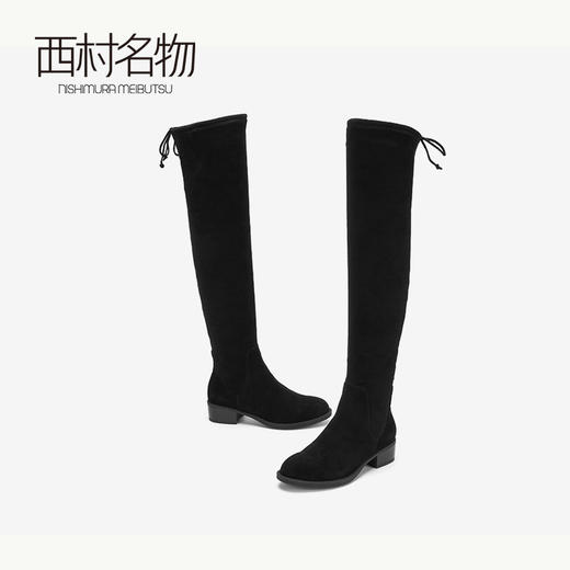 西村名物商场同款过膝长筒靴女2019秋冬季新款平底弹力靴40061 商品图3