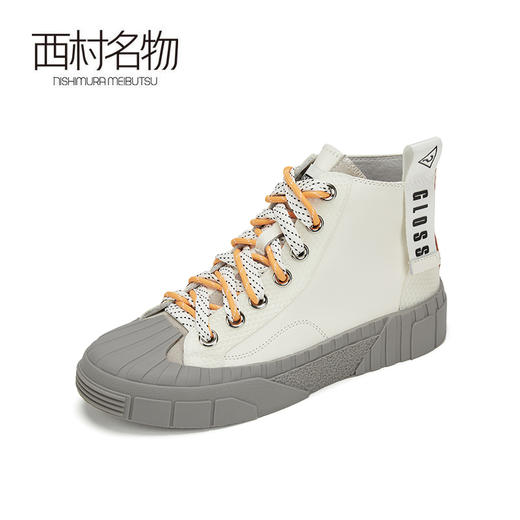 西村名物2019秋冬季新款小白鞋女系带撞色饼干鞋贝壳鞋X29CM33131 商品图1