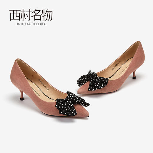 西村名物商场同款高跟鞋2019春季新款蝴蝶结细跟正装鞋10601 商品图3