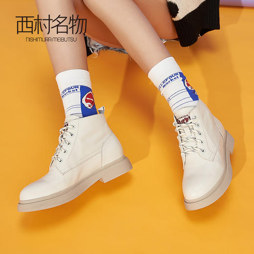 西村名物2019年冬季新款时尚短靴女真皮低跟舒适X29DS40271 商品图3