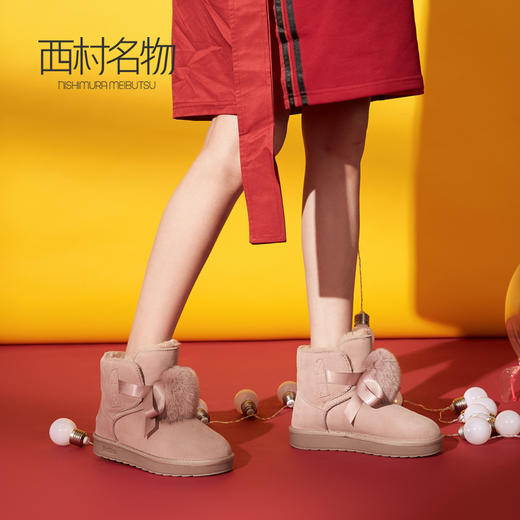 西村名物商场同款平底防滑短靴女2019秋冬新款保暖雪地靴女X284S41221 商品图2