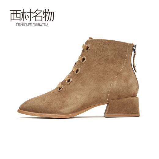 西村名物马丁靴女2019冬季新款百搭平底低跟英伦风小短靴X29DS40191 商品图2