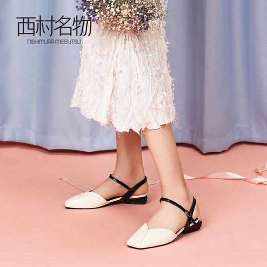 西村名物包头低跟玛丽珍鞋女2019春夏新款奶奶鞋X29AH12571 商品图3