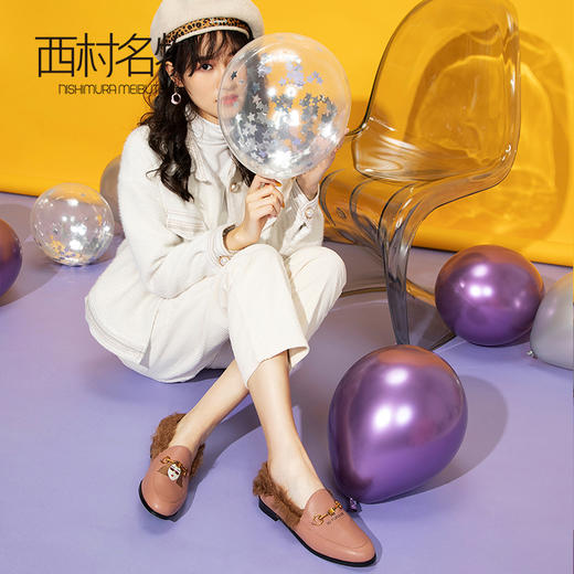 西村名物2019冬季新款毛毛鞋女卡通时尚乐福鞋X29CM33171 商品图2