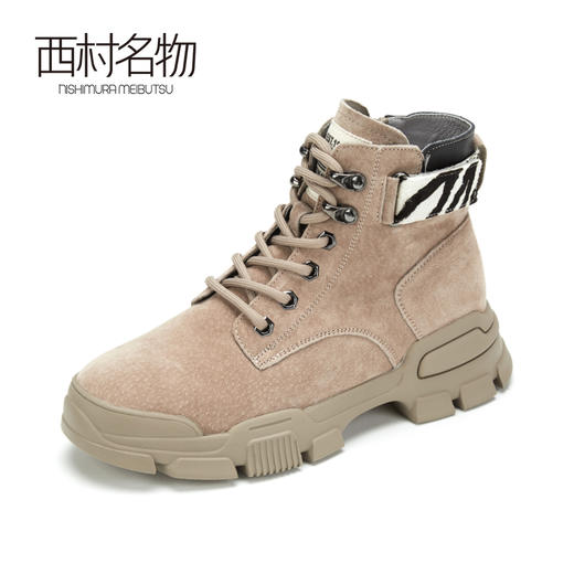 西村名物2019年冬季新款马丁靴女时尚复古斑马毛短靴X29DS40591 商品图2