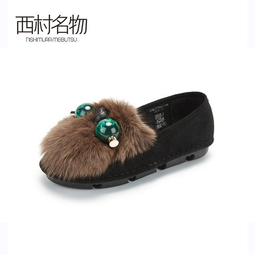 西村名物兔毛皮加绒保暖毛毛鞋2019冬季新款懒人鞋一脚蹬X29CM34221 商品图0