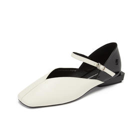 西村名物商场同款玛丽珍鞋2019新款方头一字带扣空鞋女X29AH12561