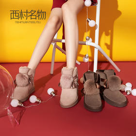 西村名物商场同款平底防滑短靴女2019秋冬新款保暖雪地靴女X284S41221