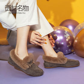 西村名物2019冬季新款毛毛鞋女冬外穿平底懒人一脚蹬X29CM33201